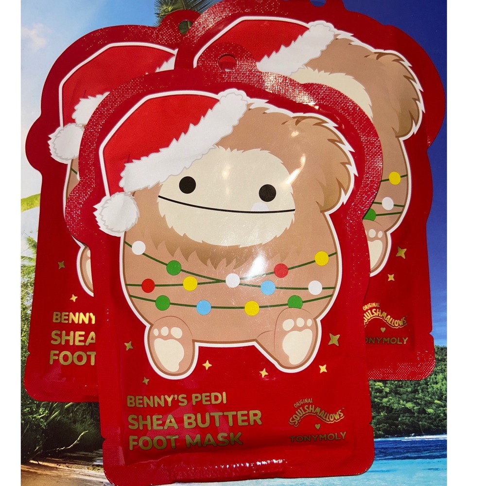 TonyMoly Squishmallows Benny the Bigfoot Shea Butter‎ Foot Mask 3 PK Holiday NEW